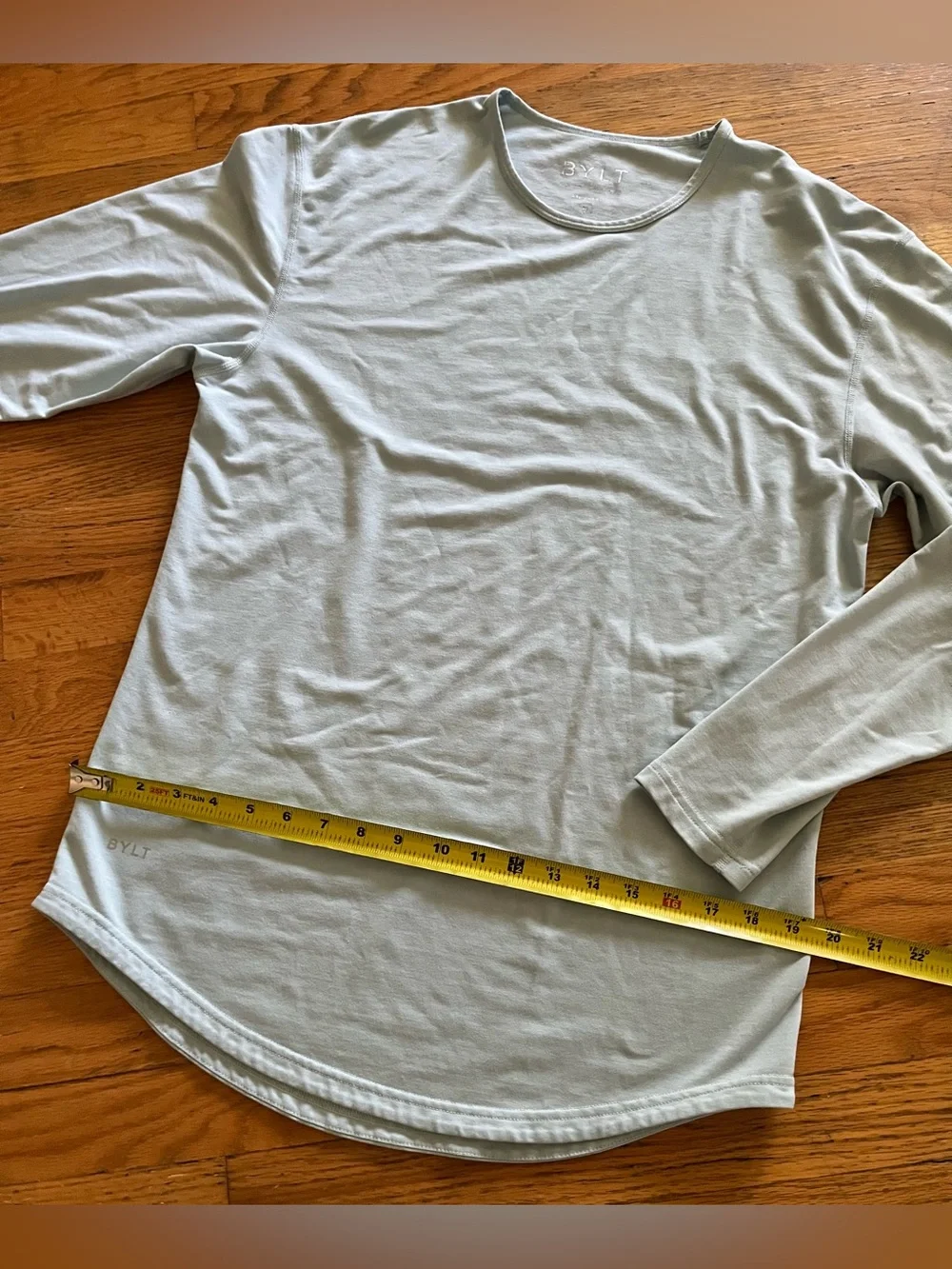 BYLT Basics Long Sleeve Tee in Mint Green/blue and Light Taupe